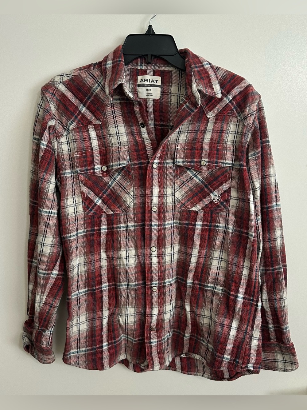 Ariat Red and White Plaid Button-Down Shirt